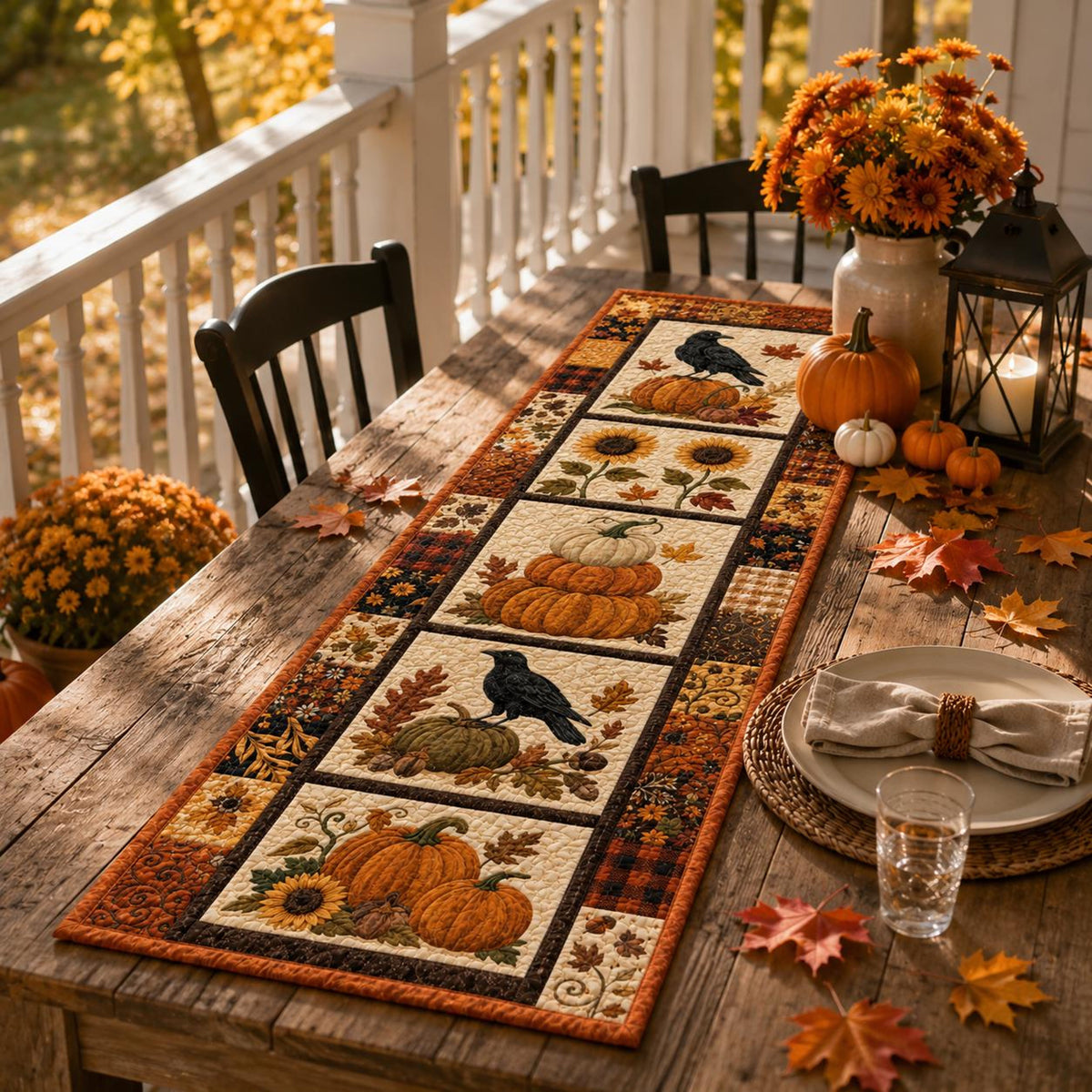 Halloween Quilted Table Runner, Fall Table Runner, Pumpkin Cat Ghost Bat Table Decor, Spooky Autumn Dining Table Runner Halloween Home Decor 1b121583-2976-4fdc-969b-43bbd2702a2d-2.jpg