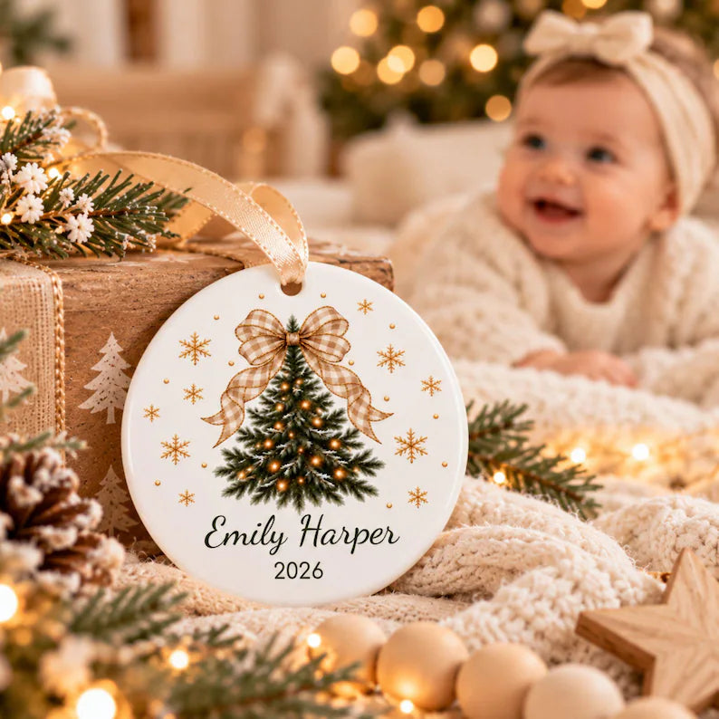Personalized Girls Christmas Ornament Custom Name Gift, Coquette Christmas Tree Bow, Pink Blue Gingham Ceramic Granddaughter Keepsake 1b1688a9-6f49-4b3a-bcb7-7c1bf89e0622-dfgdfg-1-.webp
