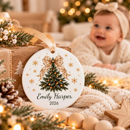 Personalized Girls Christmas Ornament Custom Name Gift, Coquette Christmas Tree Bow, Pink Blue Gingham Ceramic Granddaughter Keepsake 1b1688a9-6f49-4b3a-bcb7-7c1bf89e0622-dfgdfg-1-.webp