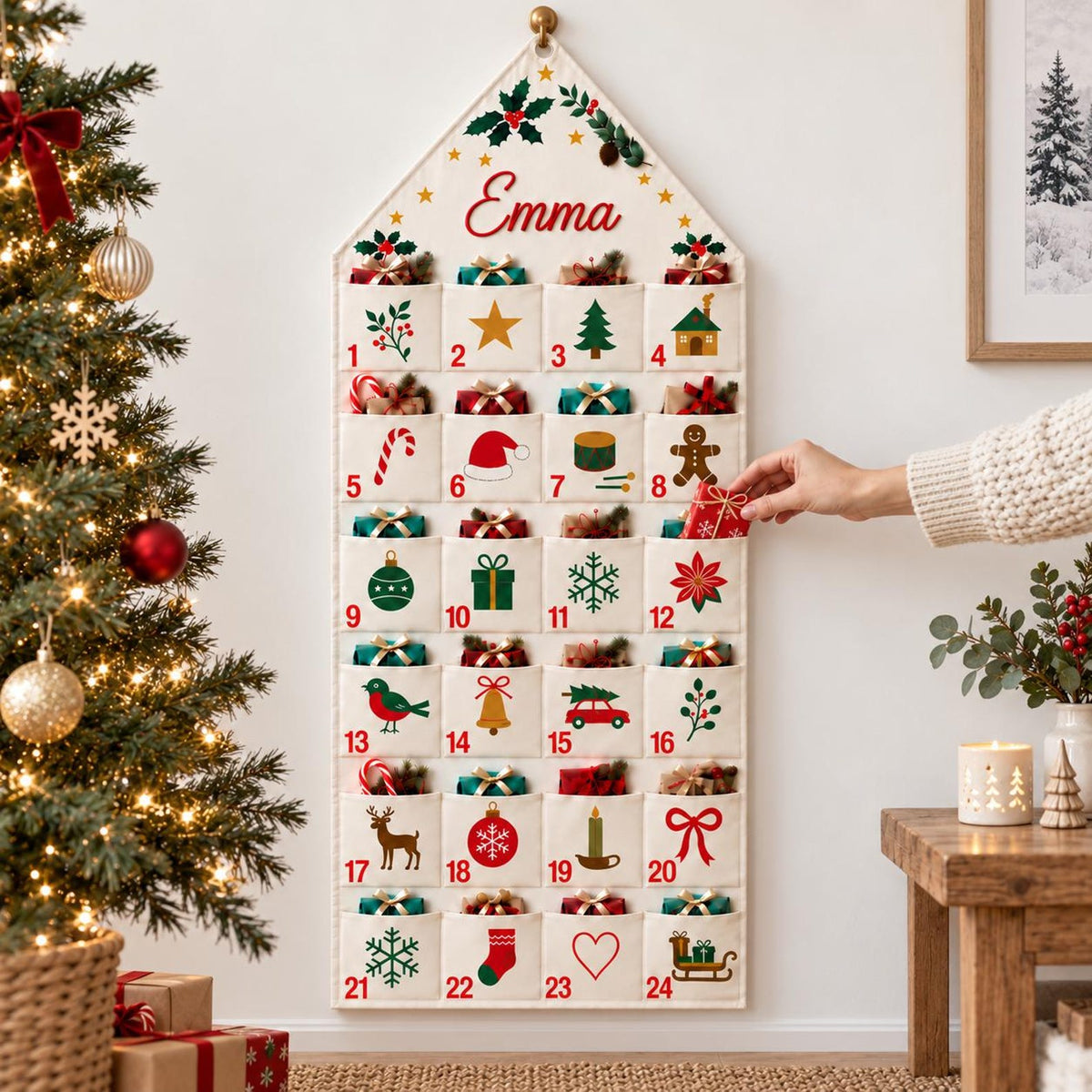 Personalized Advent Calendar 2026, Fabric Advent Calendar with Name, 24 Pocket Christmas Countdown Wall Hanging, Kids Reusable Holiday Decor ScapLong 1b1835ea-4f0c-4119-bd25-a4f5bc79eff0-il_1588xN.8521026120_2af6.jpg