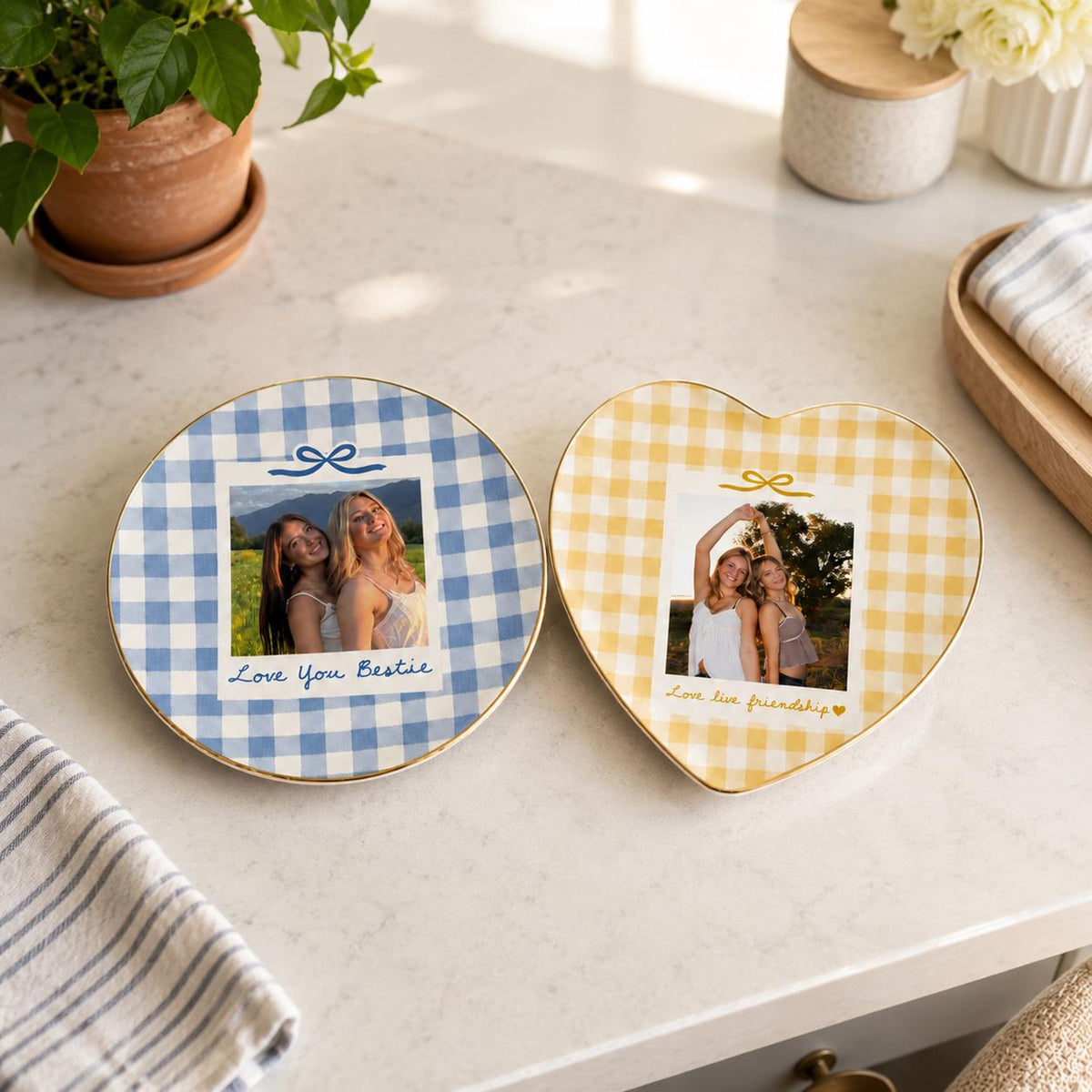 Custom Bestie Photo Jewelry Dish, Personalized Gingham Trinket Tray, Ring Dish Gift For Best Friend, Birthday Gift for Her 1b196b57-7357-4aa8-9bc3-7e4caaa4ae81-7.jpg