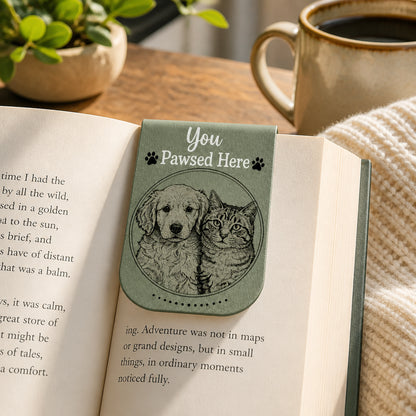 Custom Pet Sketch Magnetic Bookmark — You Pawsed Here - Personalized Magnetic Leather Bookmark 1b2273ab-446b-4c37-83bd-e9cf6bb58f33.jpg