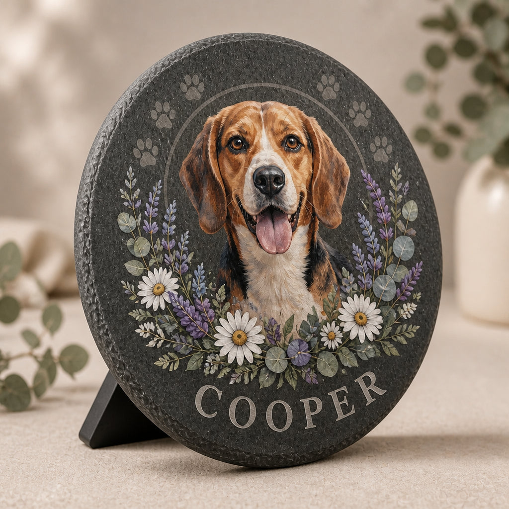 Custom Pet Garden Memorial Stone – Watercolor Portrait with Wildflower Crescent - Personalized Memorial Stone 1b23cf1b-6b6b-444d-86dd-c6caca4814fa.jpg