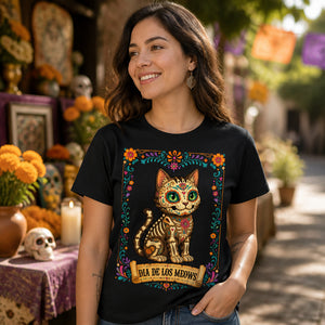 Dia De Los Meows Sugar-Skull Cat Tee - T-shirt 1b4717c0-d67d-4ff4-815f-e4dba72a594c.jpg