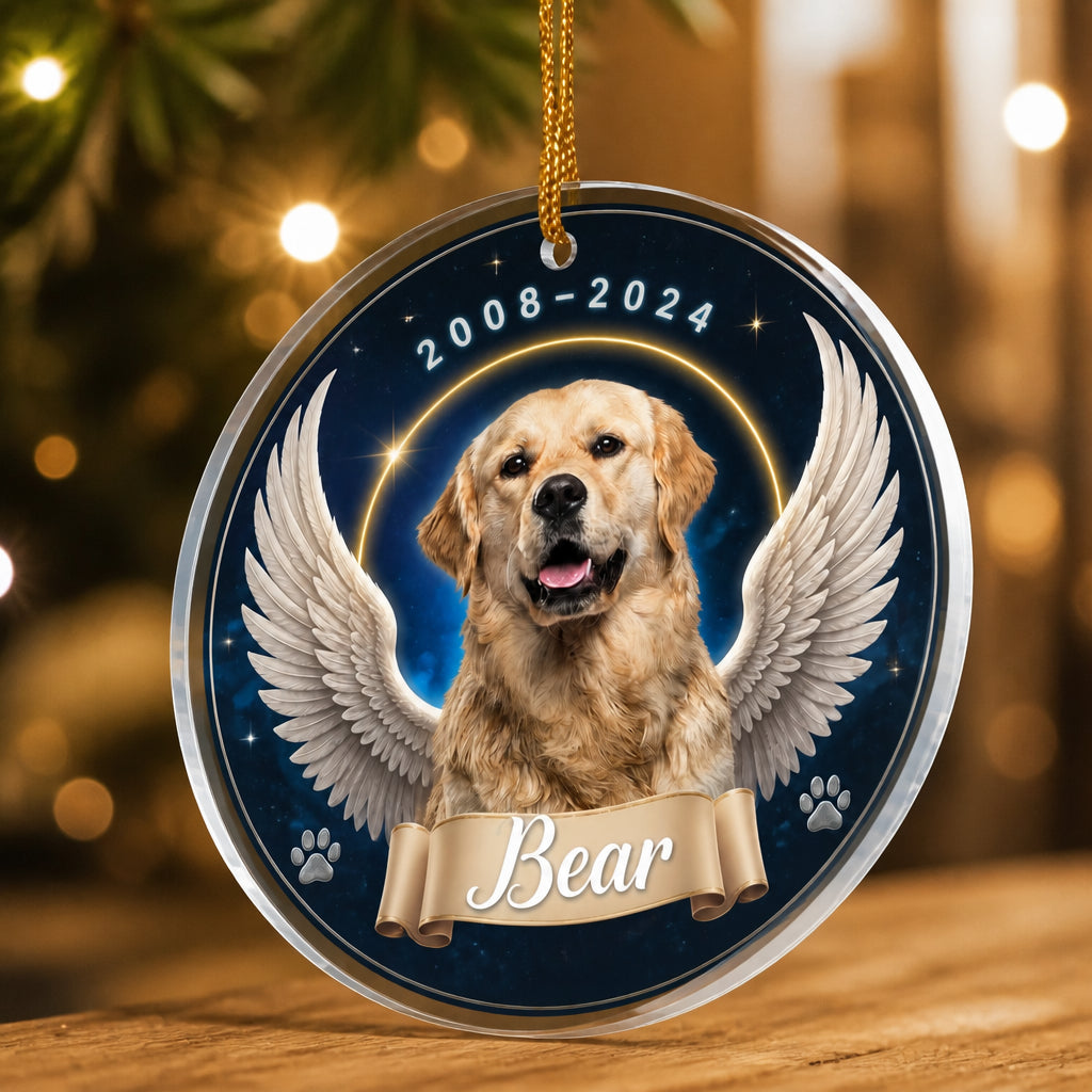 Angel Wings Pet Memorial Photo Ornament - Personalized Transparent Acrylic Ornament 1b5e248c-e9f4-47fa-b27b-577f08dfba0f.jpg