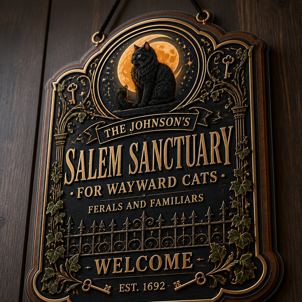 Salem Sanctuary Cat Sign – Personalized Family Name & Year - Personalized Wood Acrylic Sign 1b626fa5-1f3b-4923-bb25-5166866b2925.jpg