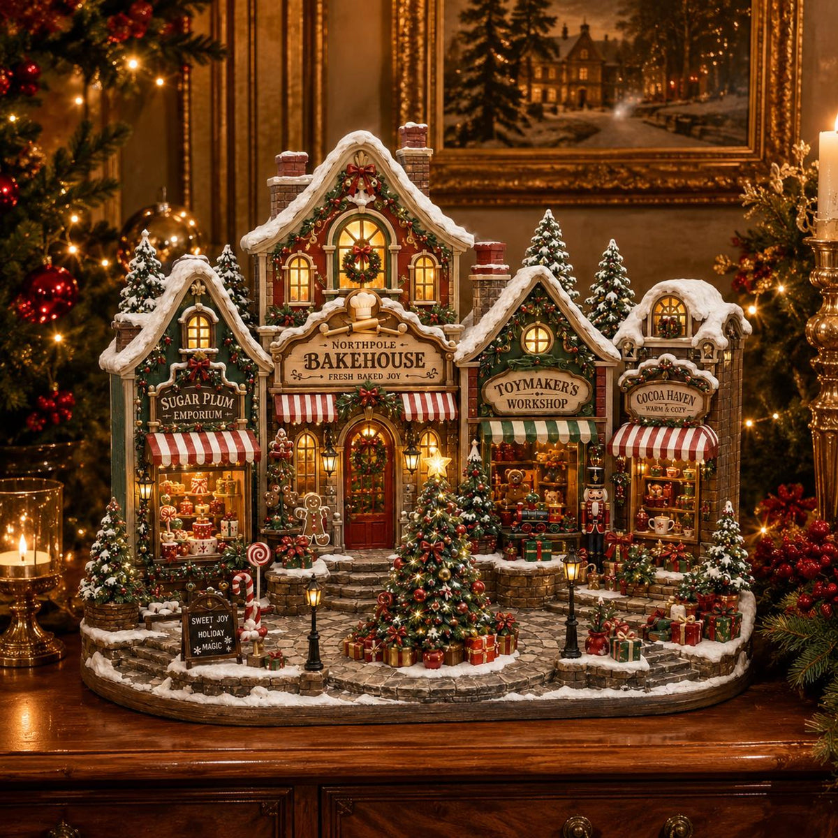 Wooden Christmas Village Block, Illuminated Victorian Town Scene, Holiday Mantel Decor, Winter Home Accent, Housewarming Gift Idea 1b7af4d7-e2dd-4a9b-9b01-f22eaa71104a-5.jpg