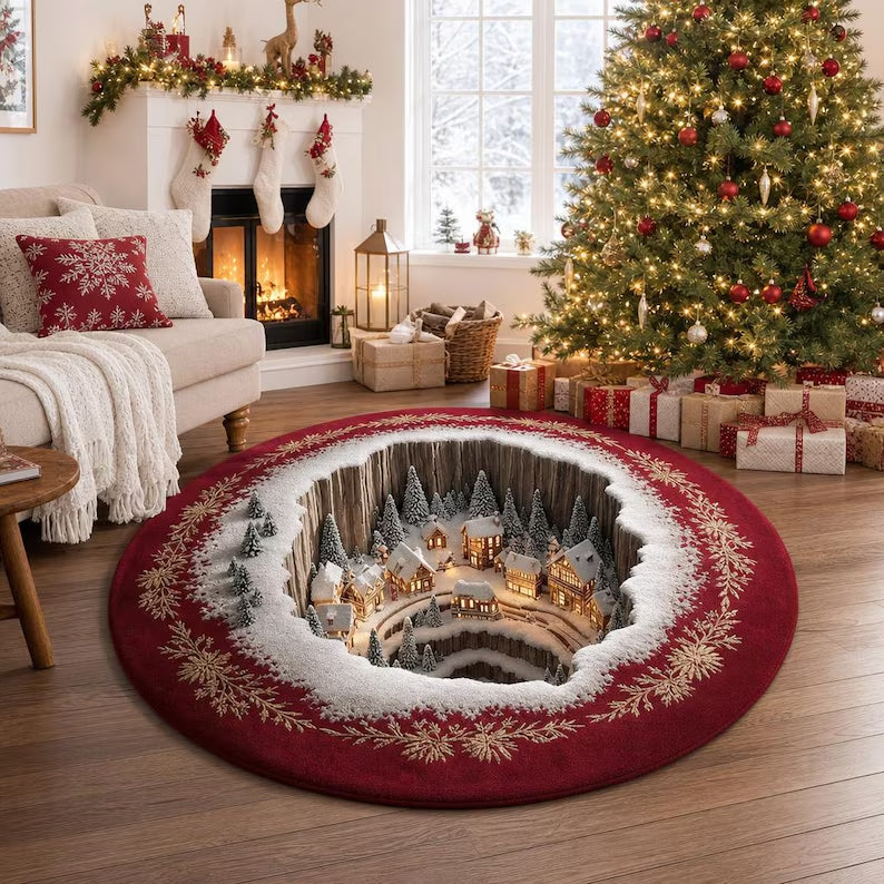 Christmas Winter Village 3D Round Rug, Snowy Mountain Town Vortex Optical Illusion Floor Mat, Non Slip Xmas Home Decor, Christmas Gift 1b7fe631-6bac-4504-8708-54470b4182d0-dddsdgf-2-.jpg