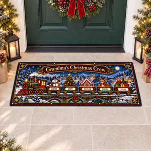 Personalized Grandma's Christmas Crew Runner Rug, Custom Grandkid's Name Train Doormat, Holiday Hallway Carpet, Christmas Home Decor 1b899a76-78df-45fa-9bfe-1bfd718eb685-2.jpg