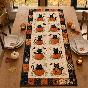 Black Cat Pumpkin Patchwork Table Runner, Halloween Autumn Decor 1ba3b2e7-1bbb-4c2c-8a66-536d8581e58b-2.png