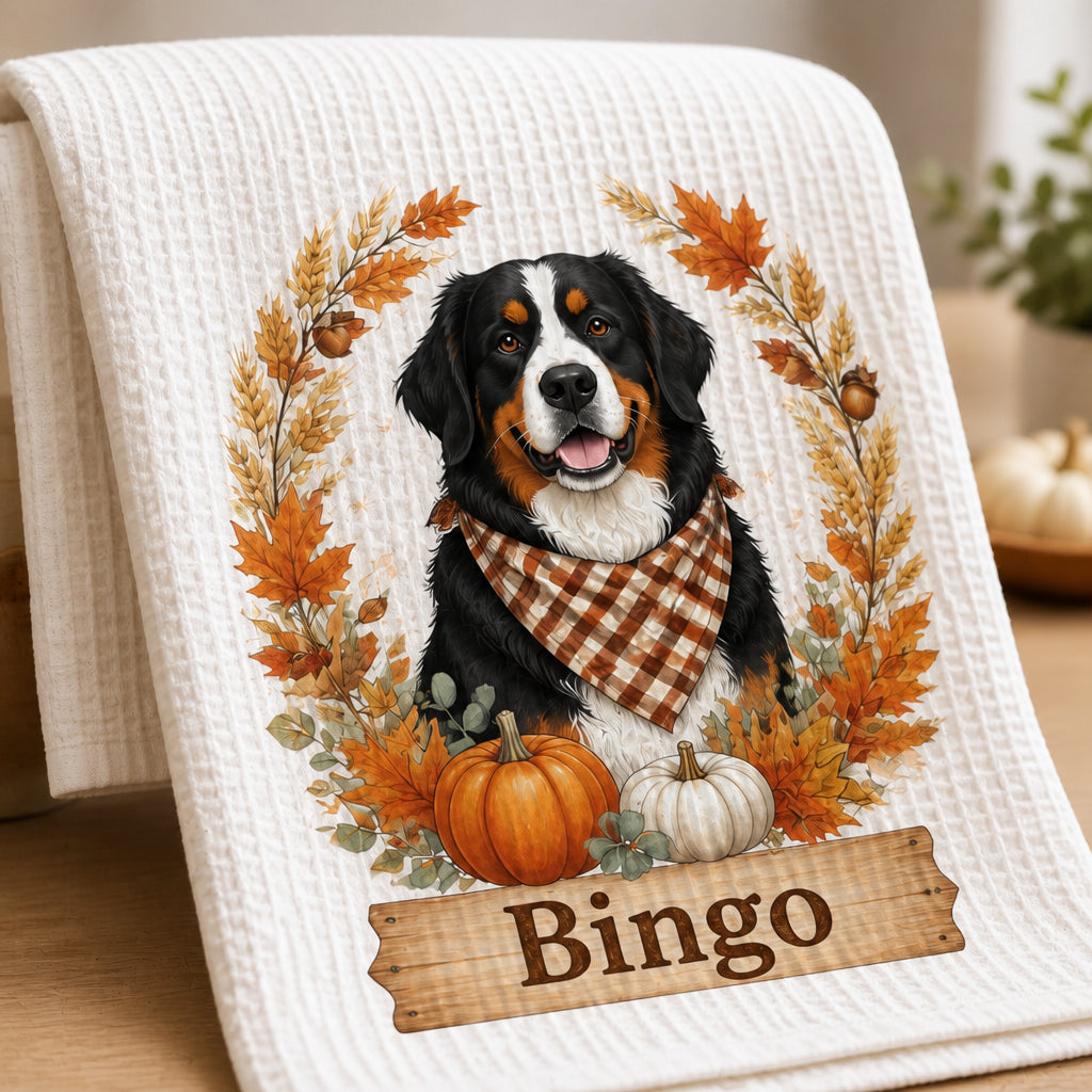 Autumn Pet Portrait Kitchen Towel – Name + Photo - Personalized Kitchen Towel 1ba3ba45-706e-459b-91dc-39014cd4d083.jpg