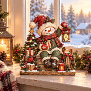 Christmas Snowman Wooden Block, Rustic Holiday Tabletop Sign, Rustic Wooden Snowman Christmas Decor, Winter Mantel Shelf Decoration 1bac2492-b3c2-483c-829c-25d49b861a44-banner-1.png