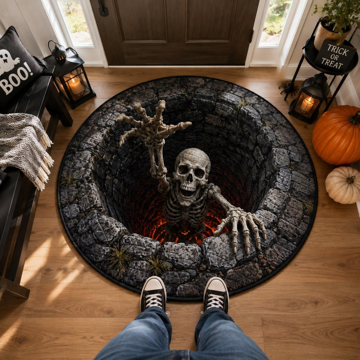 Halloween Quilted Rug, Skeleton Pit Round Rug, Spooky Floor Decor, Haunted House Rug, Halloween Home Decor, Horror Gift 1bae2793-d4ad-412f-96c2-c8dfddbbf521-3.jpg