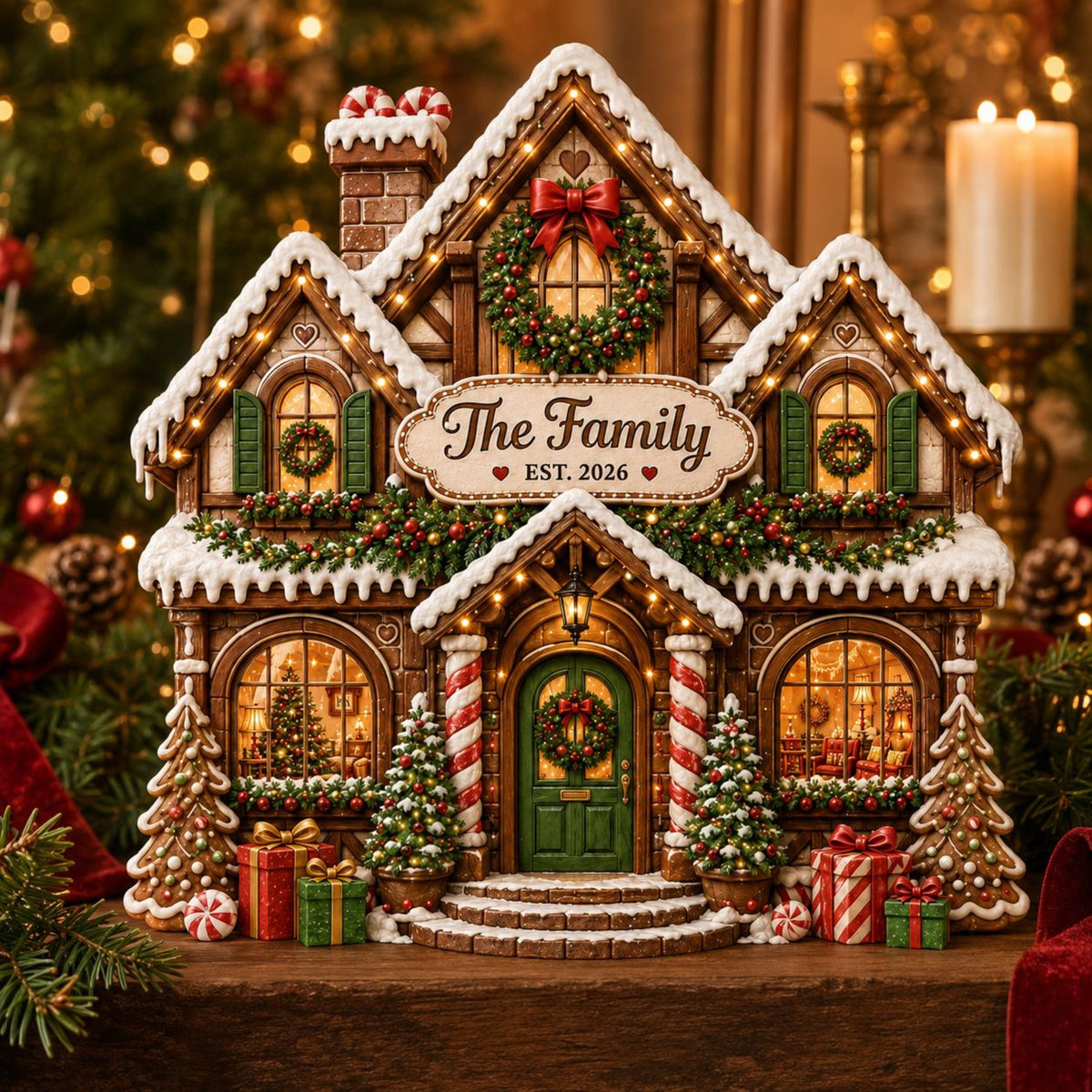 Personalized Christmas Gingerbread House Wooden Block, Custom Family Name Sign, Festive Mantel Decor, Holiday Housewarming Gift, Xmas Decor 1bb524ae-7562-42a4-8221-c06516a5b428-5.jpg