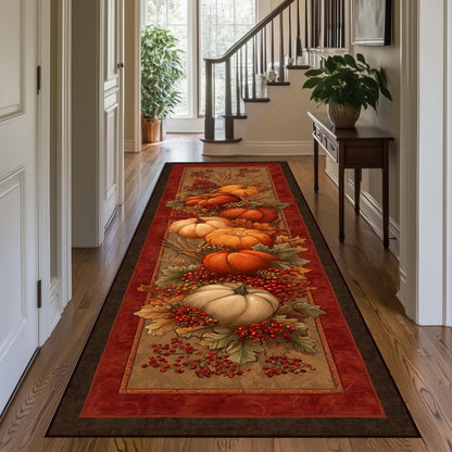 Harvest Pumpkin Runner Rug: Autumn Berries and Wheat Pattern, Rustic Orange Fall Home Decor 1becf5d9-ae62-44df-827e-67939ee7e109-3.jpg