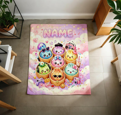 Personalized Squishy Dumpling Blanket, Kawaii Bao Fleece Throw, Custom Name Gamer Snack Blanket 1c06e039-ad02-4240-84f4-7adc2b2feb8c-4.jpg