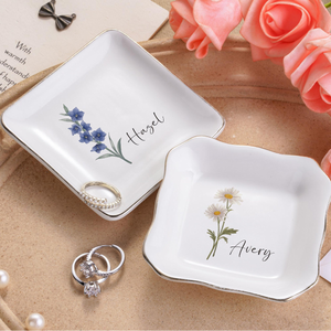 Personalized Birth Flower Ring Dish, Custom Name Jewelry Tray, Bridesmaid Gifts for her 1c3ca781-f790-401c-af42-08c848636797-1.png