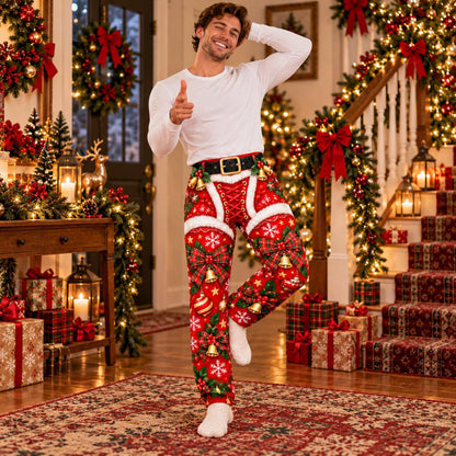 Ugly Christmas Pajama Pants: Red Faux Santa Suit Pattern Men's Lounge Bottoms 1c5731e5-2168-46b3-ad83-336c4e292cd9-2.jpg
