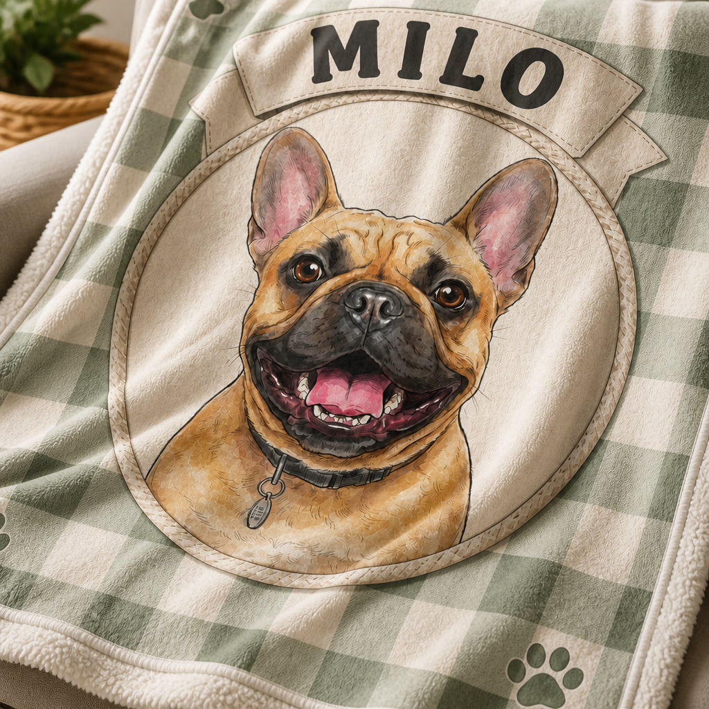 Custom Pet Portrait Blanket – Gingham Badge Edition - Personalized Blanket 1c935273-73f3-4df5-9683-7724fb0f694e.jpg