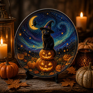 Whimsical Halloween Night Cat Ceramic Plate - Personalized Ceramic Plate 1c979207-33f3-4c02-af2d-64077aaa8157.jpg