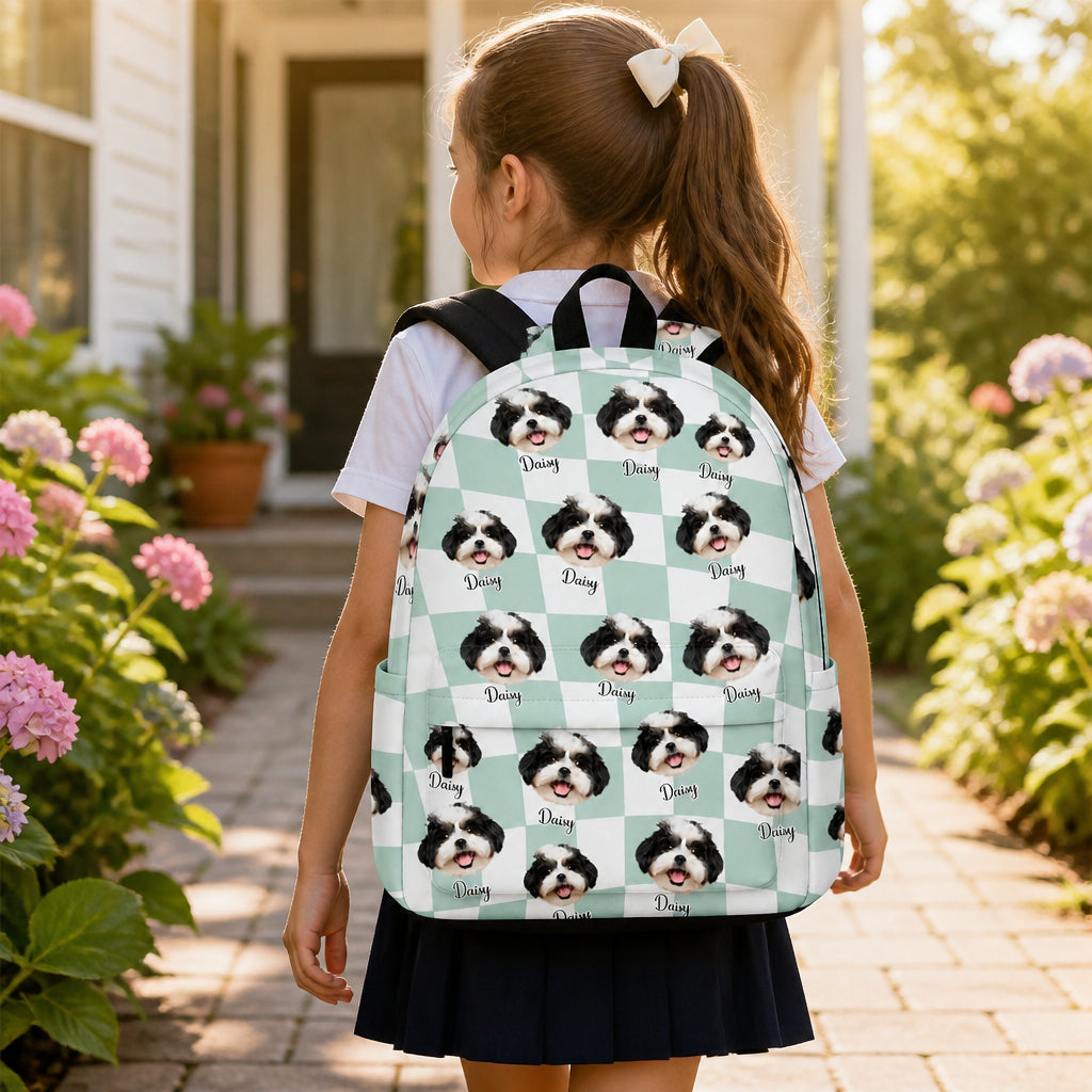 Custom Pet Photo + Name Backpack — Paw-Print Badge Pattern - Personalized Personalized Backpack 1c990747-5724-4665-b585-8f3b01e1bc13.jpg
