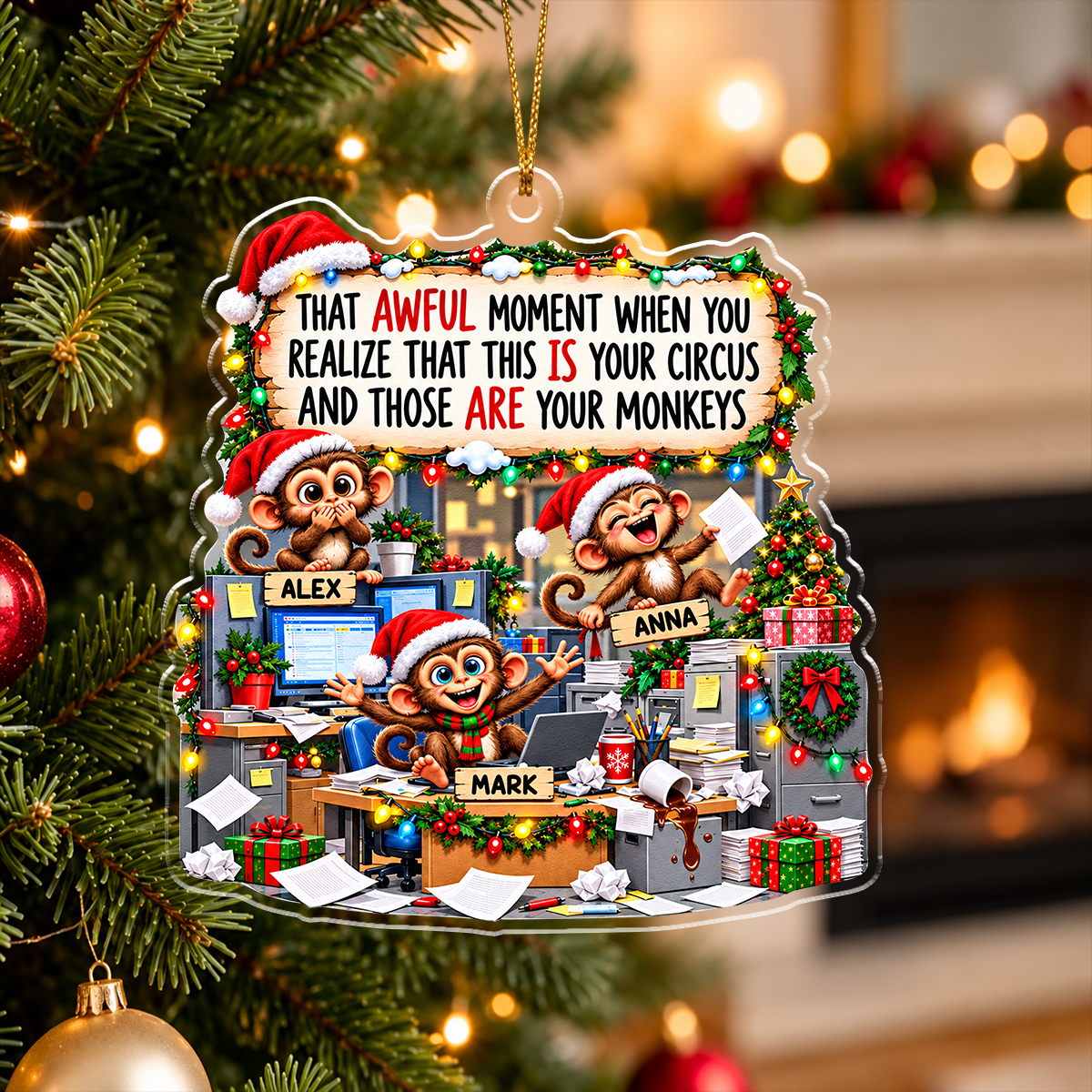 Funny Coworker Bulk Gifts - Monkey Circus, Gag Gifts For Team - Personalized Ornament 1ca174aa-33c4-4593-9061-dbceea0b4400-1.png