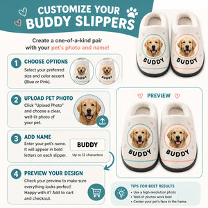 Custom Pet Face Cozy Slippers – Single Photo Badge with Name Pattern - Personalized Fleece Slipper 1cab5491-de19-440e-8cd3-98f2baca8ca7.jpg