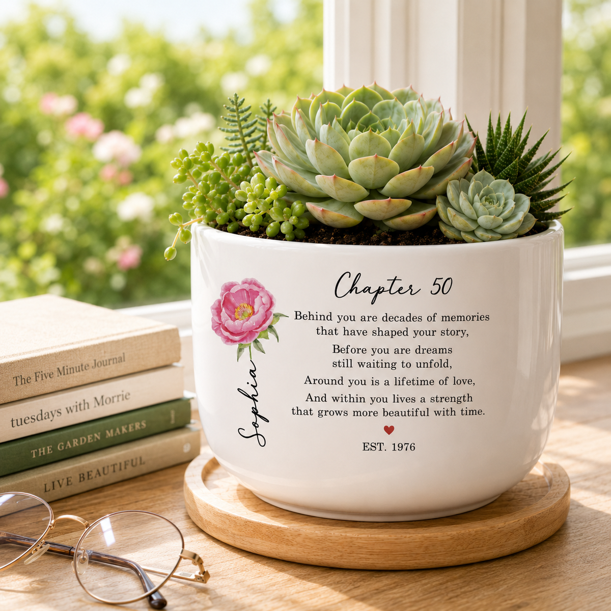 Personalized 50th Birthday Gift For Women, 50th Birthday Flower Pot, Custom Name Chapter 50 Planter