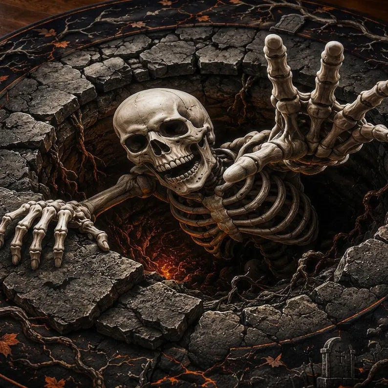 Halloween Round Quilted Rug, 3D Skeleton Illusion Rug, Spooky Graveyard Area Rug, Scary Halloween Decor, Skeleton Floor Mat, Home Decor 1cd31798-b27a-4dc3-9215-a5b977caab91-fgf-3-.webp