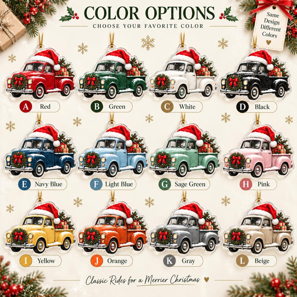 Pickup Truck Christmas Ornament, Acrylic Truck Ornament for Truck Lover, Christmas Gift for Dad Husband Boyfriend, Holiday Car Decor 1cd4296f-15e8-4b31-bde0-8daff9b2661f-2.jpg