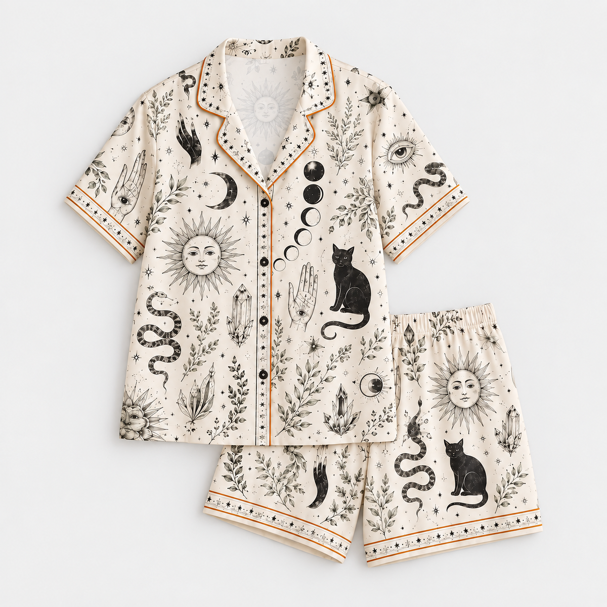 Mystic Celestial Pajama Set For Women, Witchy Satin PJs, Black Cat Moon Sleepwear, Gothic Lounge Set Gift For Her 1ce68e70-1a85-41f3-886c-80ee55152371-q1.png