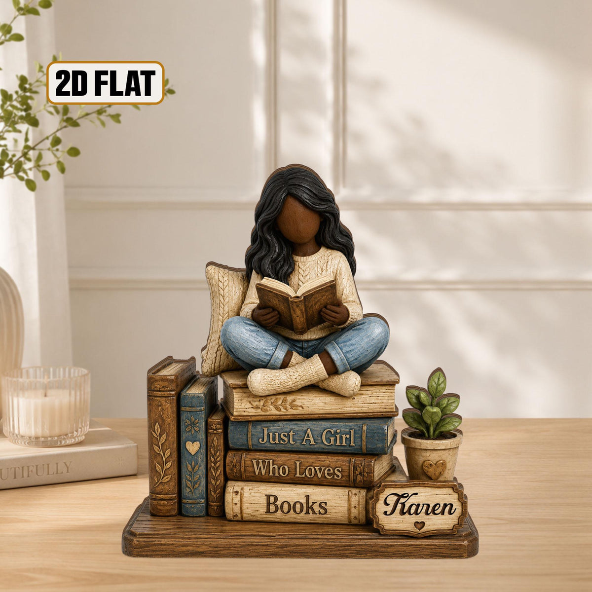 Personalized Wooden Book Lover Block, Just A Girl Who Loves Books Wooden Figurine, Book Lover Gift, Library Decor, Reader Shelf Decoration 1ce84b62-582f-4896-9725-6010992c229e-3.jpg