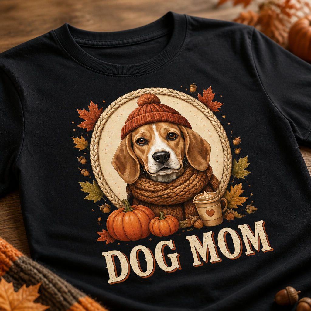 Dog Mom Autumn Pet Portrait Tee - Personalized T-shirt 1cea3c28-4fc8-4348-a01f-ea81679e57ee.jpg