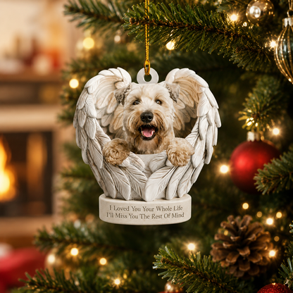 Personalized Dog Angel Wings Ornament, Custom Dog Ornament, Dog Car Ornament