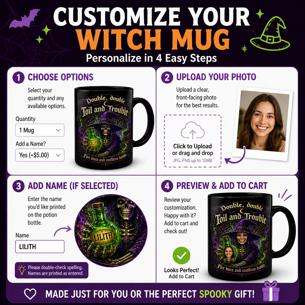 Personalized Cauldron Mug – Double, Double Toil and Trouble (Name on Potion) - Personalized Halloween Black Ceramic Witch Mug 1d17f713-6efe-417b-90c5-f2e56ed199fb.jpg