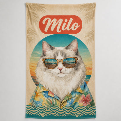 Retro Sun Custom Pet Portrait Beach Towel - Personalized Beach Towel 1d27bdac-6b77-4228-8176-27091a5bc277.jpg