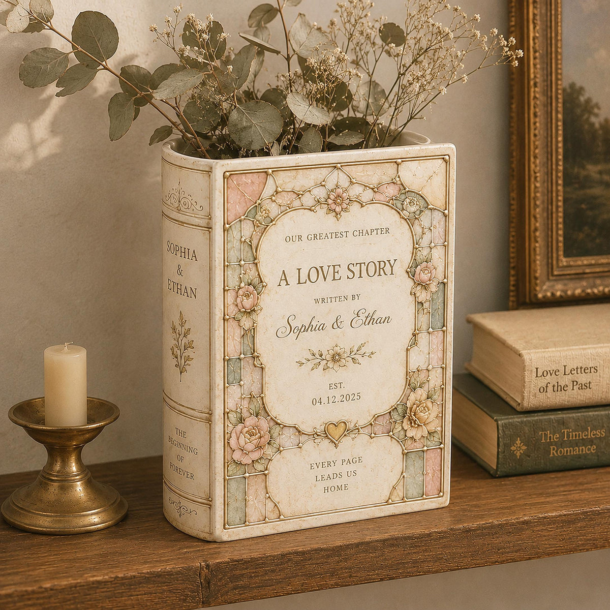 Custom Toile De Jouy Ceramic Book Vase, Personalised Wedding Gift for Couple, Bridal Shower Gift, Engagement, Wedding Gift, Bridesmaid Gift 1d30cbab-b01f-4402-9558-2b85b1a08f89-5.jpg