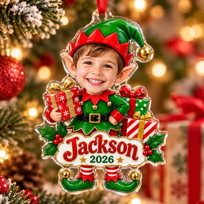 Personalized Photo Elf Christmas Ornament, Custom Boy Elf Ornament, Acrylic Christmas Tree Ornament, Kids Name Holiday Gift, 2026 Ornament 1d5f075e-98e8-4daa-8469-9e69473e2840-6.webp