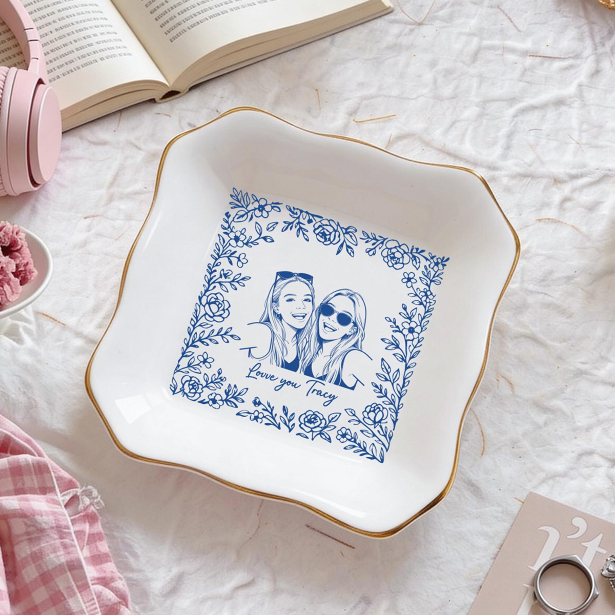 Personalized Bestie Photo Jewelry Dish, Toile De Jouy Jewelry Dish, Wedding Gift for Couple, Bridesmaid Gift 1d98f797-c0e6-4cb0-86d6-ba67c7c3e6a2-3.png