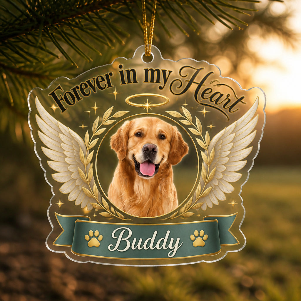 Forever in My Heart Pet Photo Memorial Acrylic Ornament (Custom Photo + Name) - Personalized Transparent Acrylic Ornament 1dbe9a97-2b16-408a-b3a4-f899900755ed.jpg
