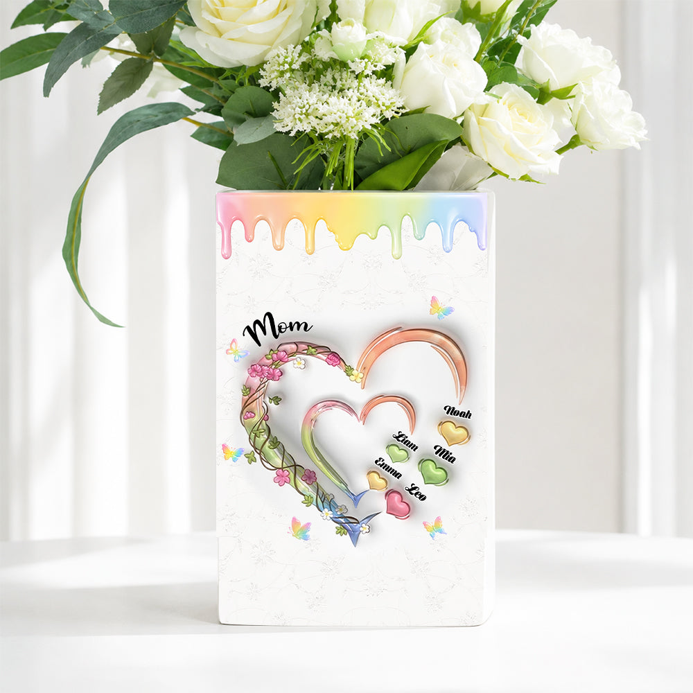 Grandma Mom Sweethearts 3D Effect Faux - Personalized Ceramic Book Vase 1dc54fef-5451-4900-90d5-6478ed529743-mk1.jpg