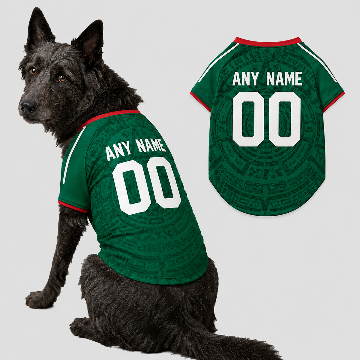 Mexico Dog Tshirt Pet Clothes Jersey Style Custom Name and Number Pet Clothes Gifts