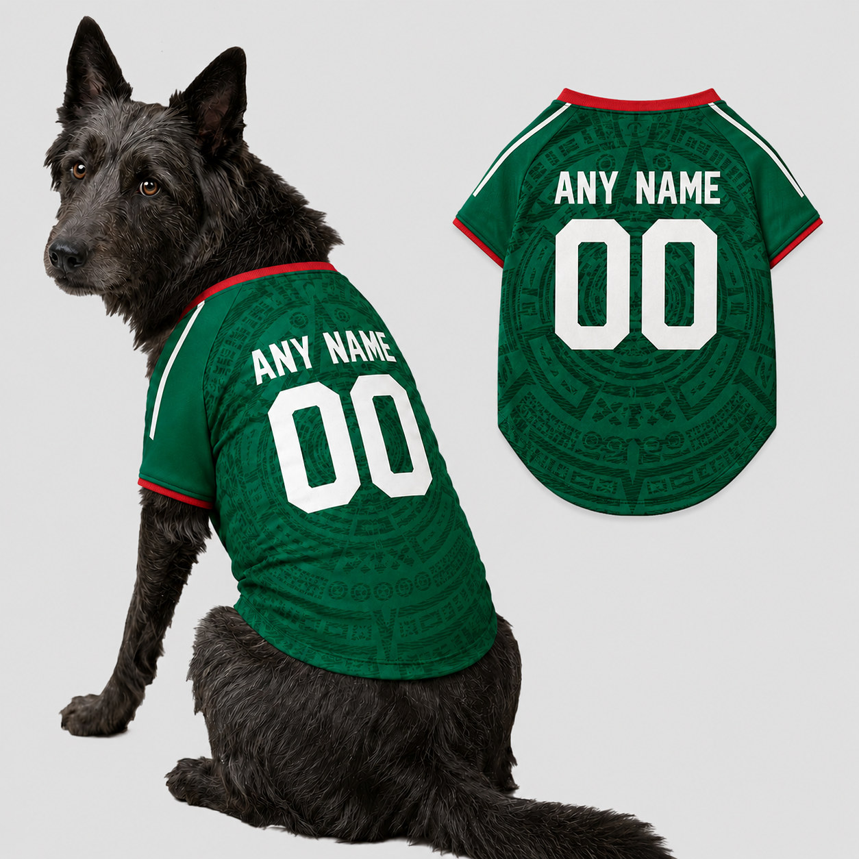 Mexico Dog Tshirt Pet Clothes Jersey Style Custom Name and Number Pet Clothes Gifts