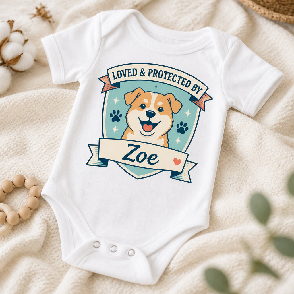 Loved & Protected By — Pet Name Baby Onesie - Personalized Baby Onesie With Color 1dd7ccc8-8140-4859-8cde-f413376f94fc.jpg