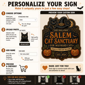 Personalized Salem Cat Sanctuary Wood Sign – Custom Family Name & EST Year - Personalized Wood Sign 1df8759a-dbeb-4830-9653-0535eadc6008.jpg