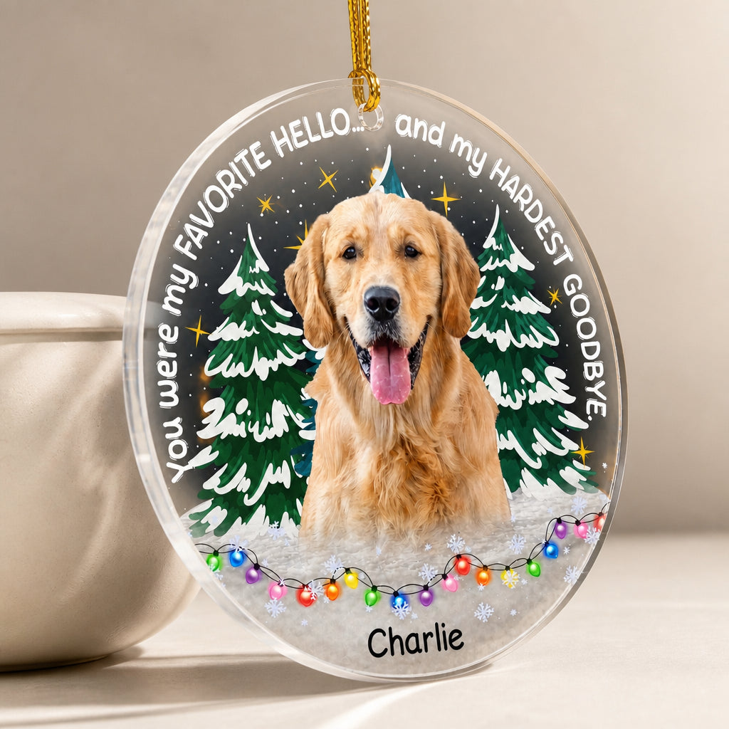 Favorite Hello Hardest Goodbye - Pet Photo Memorial Ornament - Personalized Transparent Acrylic Ornament 1e0615fa-1a76-4fa8-82d7-1919078523d7.jpg