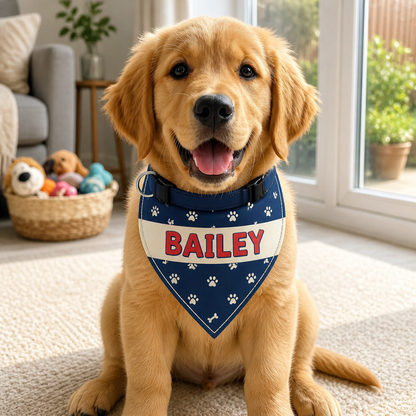 Custom Pet Name Paw-Print Bandana - Personalized Pet Bandana Collar With Adjustable Buckle 1e0c3935-f307-4505-bf4b-6f49d9f3f46f.png