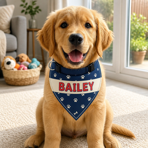 Custom Pet Name Paw-Print Bandana - Personalized Pet Bandana Collar With Adjustable Buckle 1e0c3935-f307-4505-bf4b-6f49d9f3f46f.png