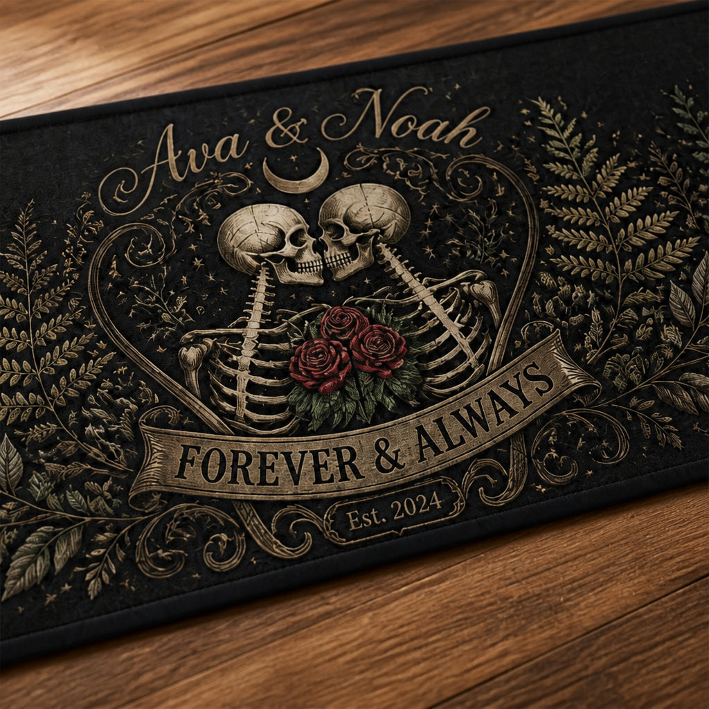 Forever & Always Gothic Botanical Couple Table Runner — Personalized Names & Year - Personalized Table Runner 1e12448c-438e-45bc-9377-70fb6b908f0e.jpg