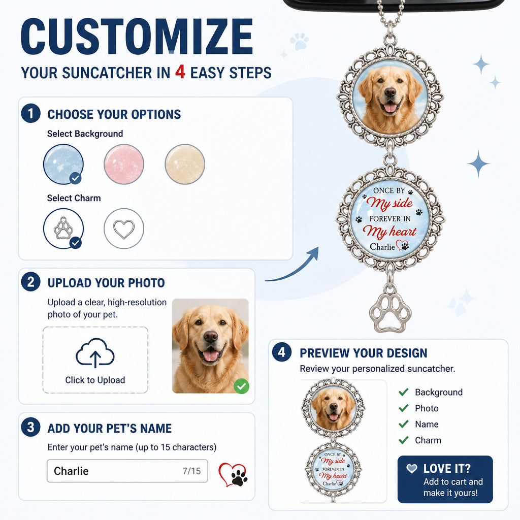 Pet Memorial Suncatcher – Once By My Side, Forever In My Heart (Photo + Name) - Personalized 1 Layered Suncatcher with Charm 1e2eee65-0016-40f8-a903-2b334aedafde.jpg